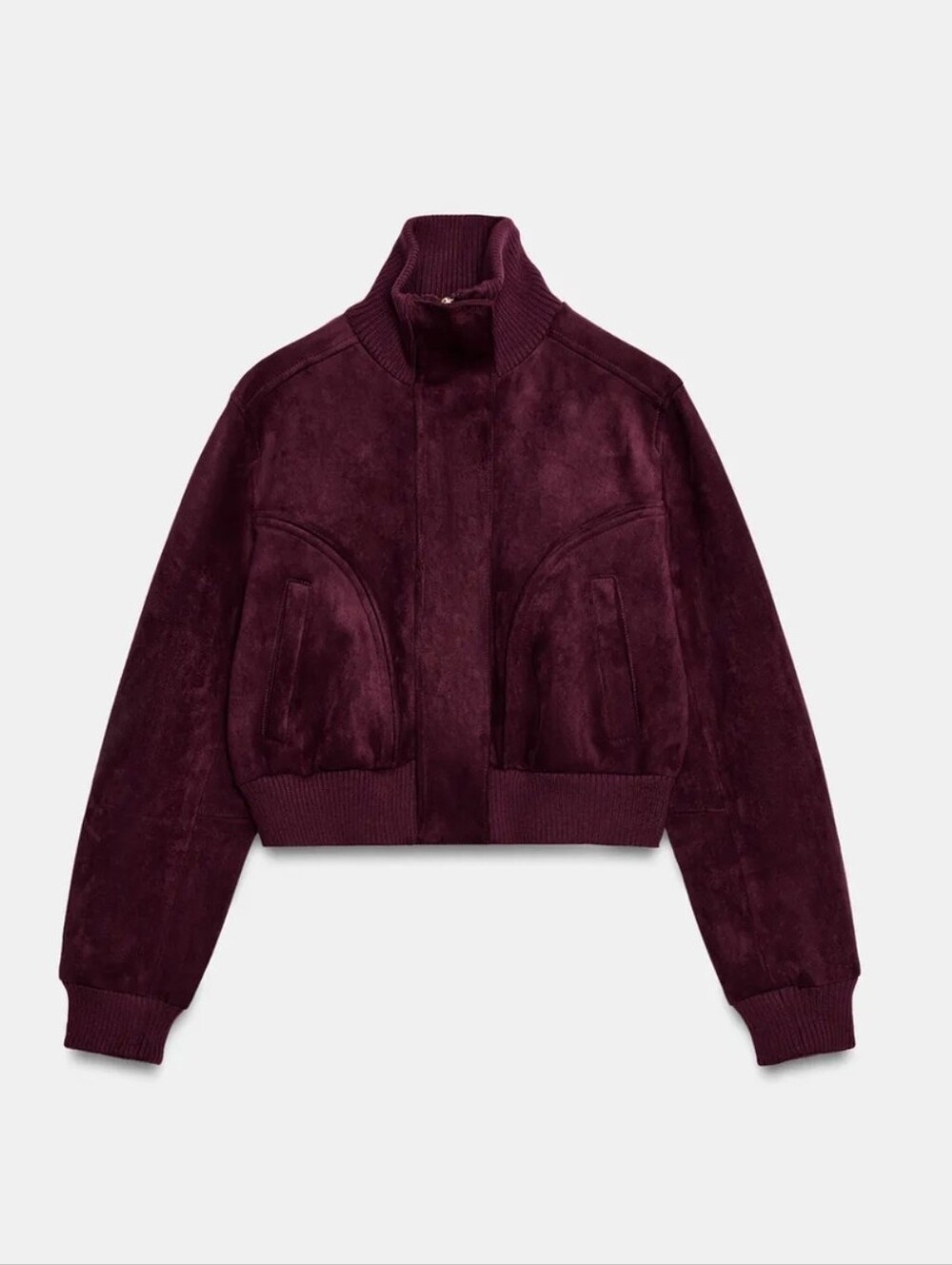 ZARA FAUX SUEDE HIGH-NECK JACKET